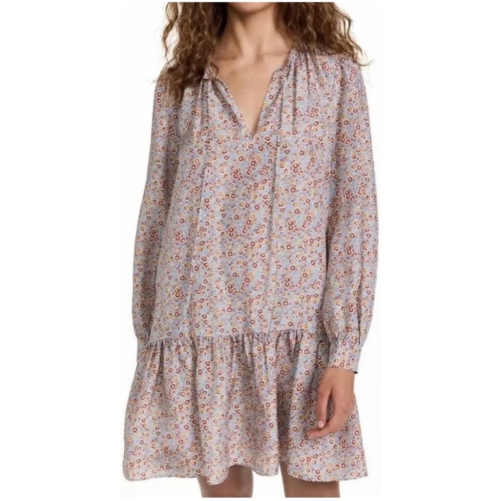 Rebecca Taylor Violet Fleur Silk Drop Waist Mini Dress Womens XS